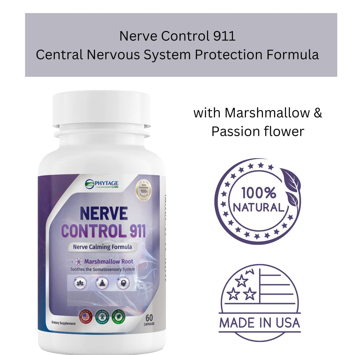 Nerve Control 911 - Natural Plant Based Nerve Health Supplement (60 Capsules)