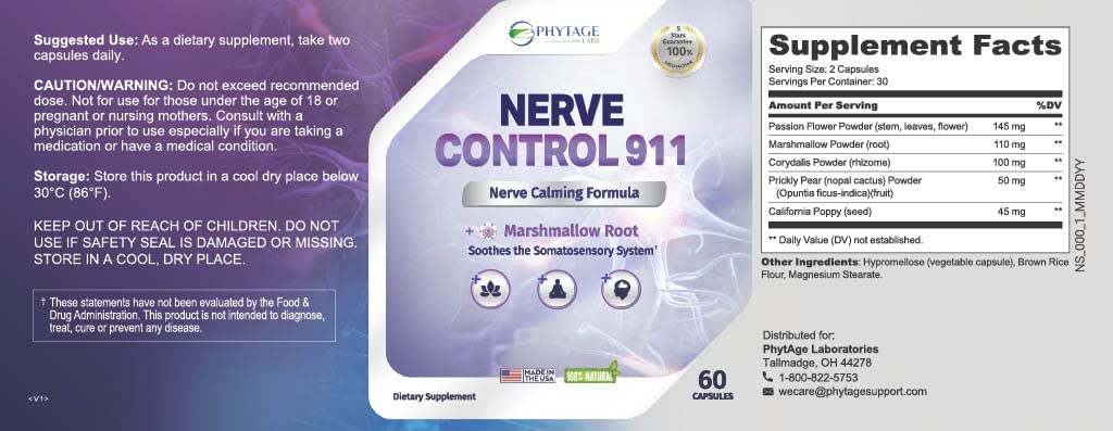 Nerve Control 911 - Natural Plant Based Nerve Health Supplement