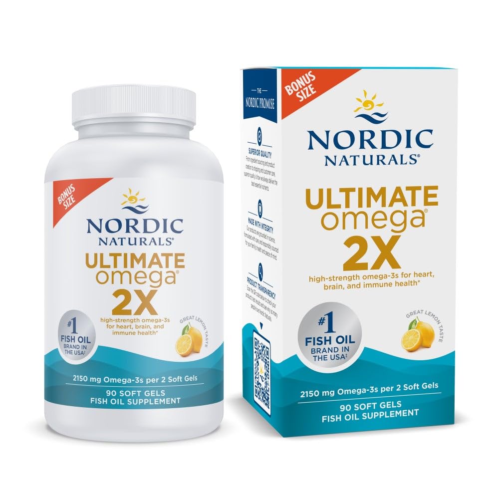 Nordic Naturals Ultimate Omega 2X – High-Potency Fish Oil | 2150 mg EPA & DHA | Lemon Flavor, 120 Softgels