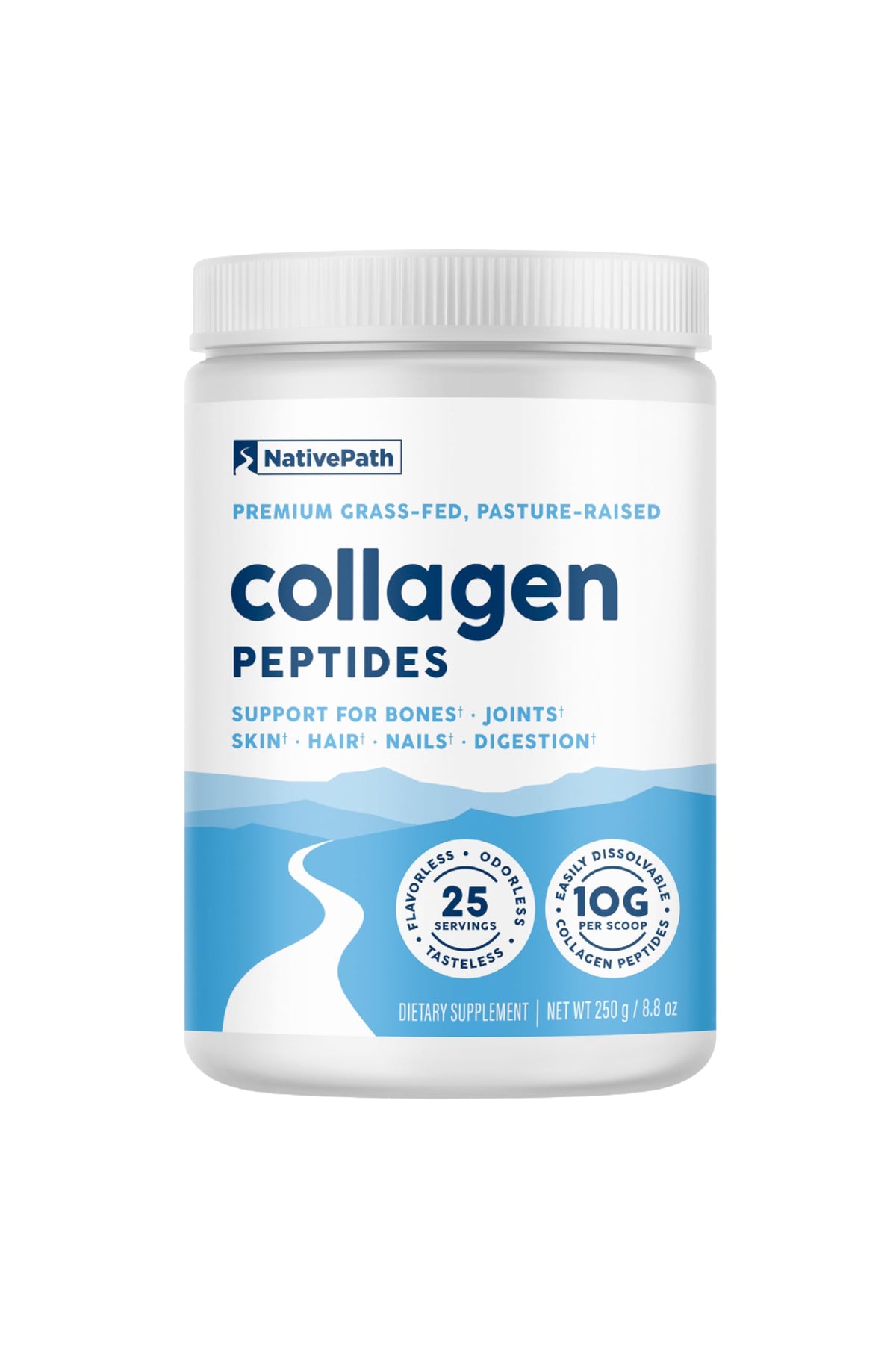 NativePath Collagen Peptides - Hydrolyzed Type 1 & 3 Collagen Powder for Skin, Hair, Nails - 8.8 oz (25 Servings)