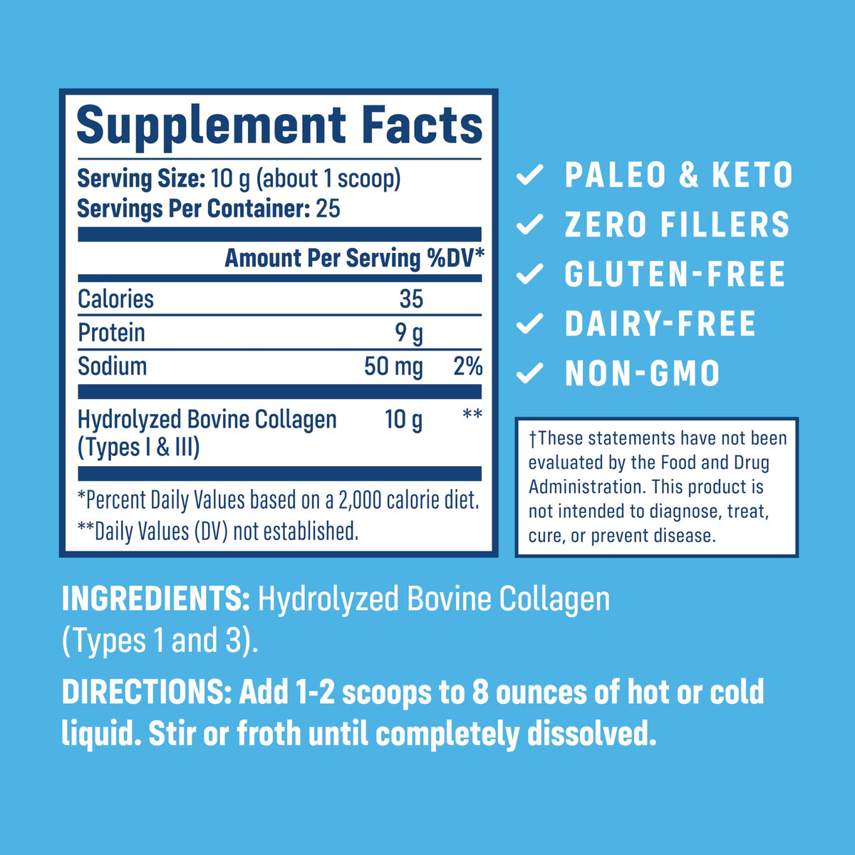 NativePath Collagen Peptides - Hydrolyzed Type 1 & 3 Collagen Powder for Skin, Hair, Nails - 8.8 oz (25 Servings)