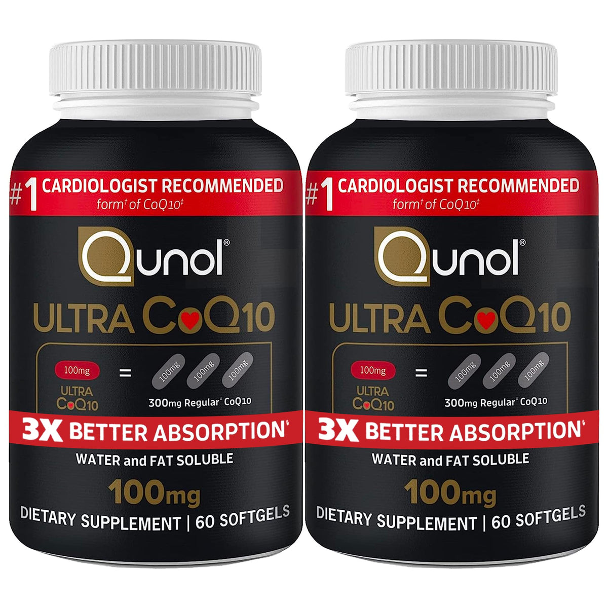 Qunol Ultra CoQ10 100mg Softgels- 3X Better Absorption Coenzyme Q10 Supplements - Antioxidant Supplement for Vascular and Heart Health & Energy Production - 5 Month Supply - 150 Count