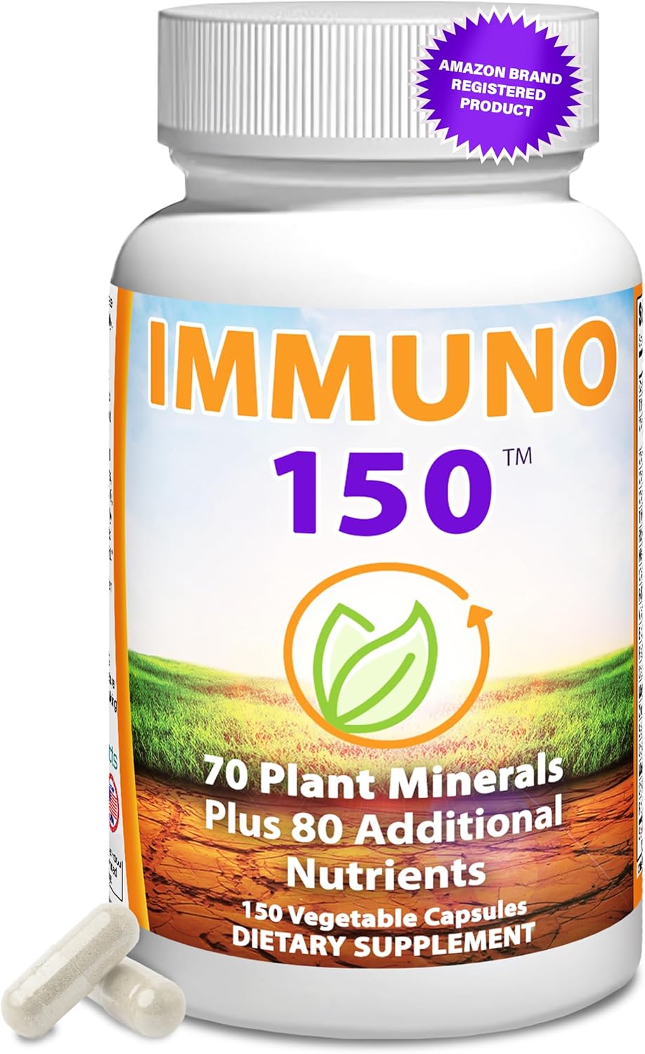 Immuno 150, Immune Support Supplement, Packed with 70 Plant Minerals, 13 Essential Vitamins and 68 Additional Nutrients-150 Vegetable Capsules- Immune Boost for All Age Groups