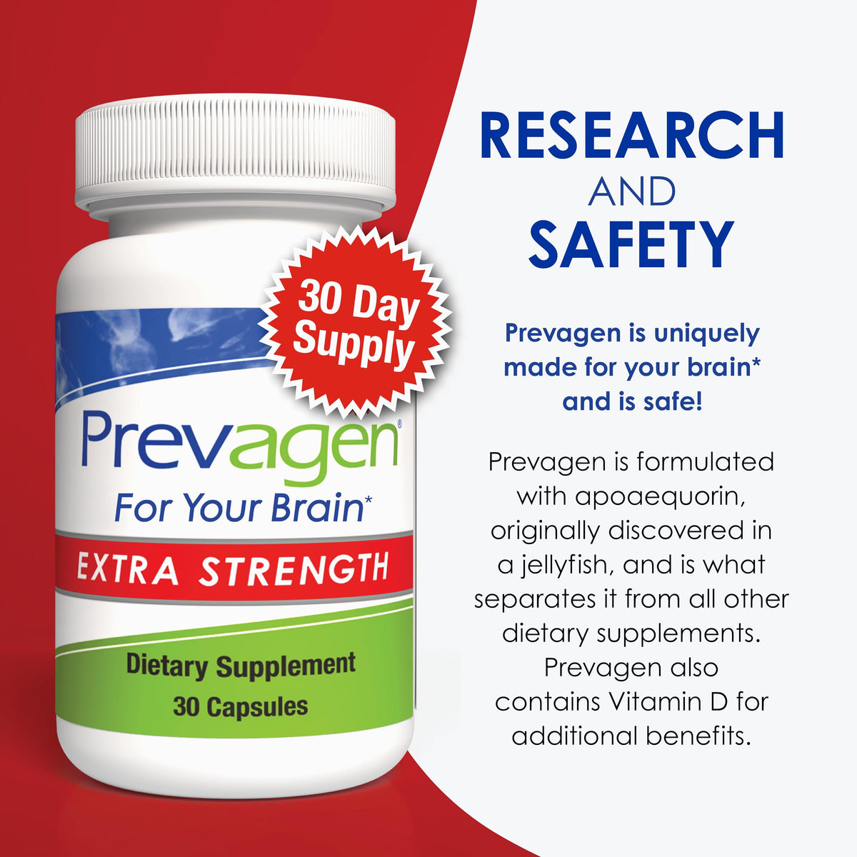 Prevagen Extra Strength 20mg, 60 Capsules with Apoaequorin & Vitamin D with Attractive and Stackable Prevagen Storage Box