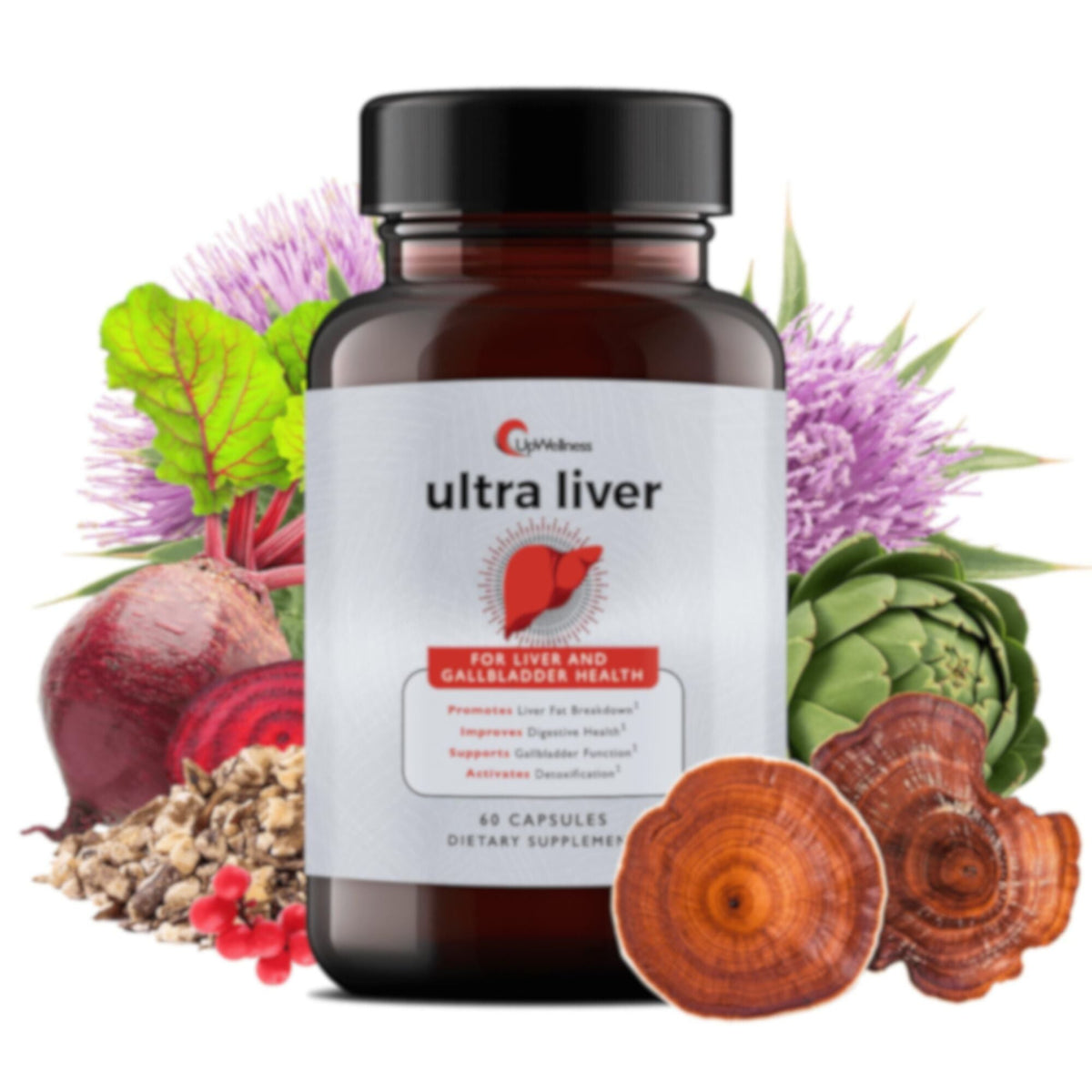 UpWellness Ultra Liver Support – TMG, NAC & Milk Thistle Formula for Liver and Gallbladder Health (60 Capsules)