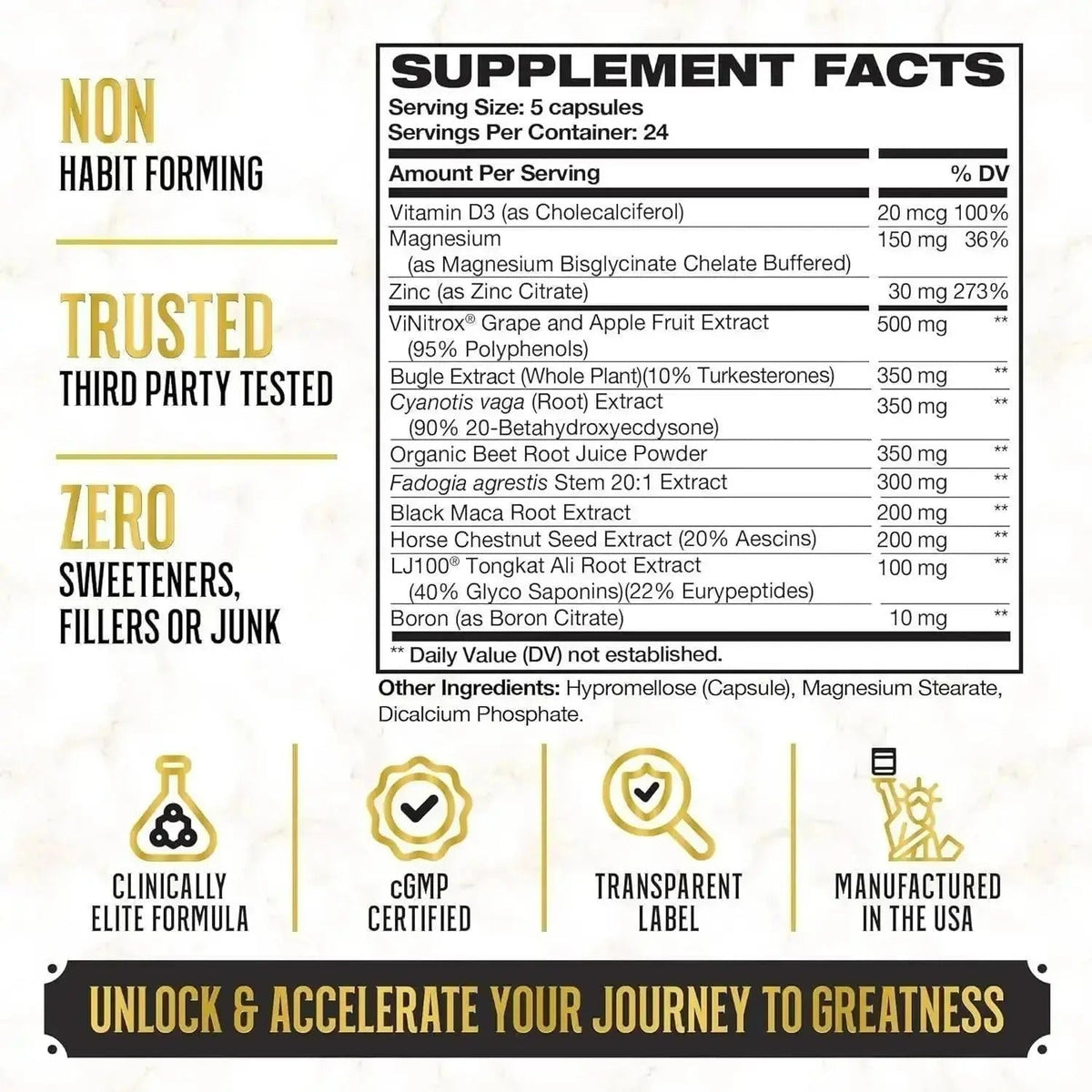 King Maker 13-in-1 Anabolic Supplement for Men to Increase Stamina, Lean Muscle Growth & Recovery, N.O. Booster with Tongkat Ali (LJ100), 120 Capsules