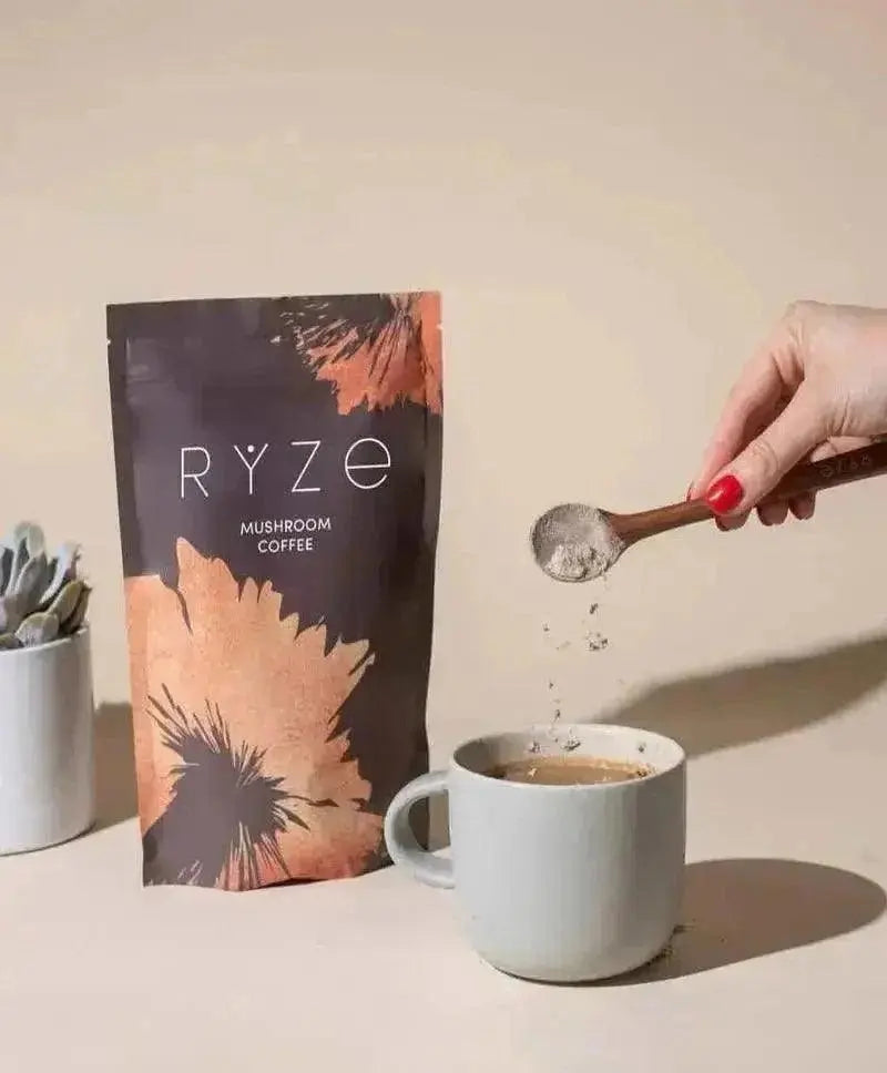 RYZE Mushroom Coffee | 6 Adaptogenic Mushrooms | USDA Organic | Instant Coffee | MCT Oil | USA Grown | Better Energy, Focus, Digestion, Immunity | Cordyceps, Lion’s Mane, Turkey Tail | 30 servings - Jia Sales